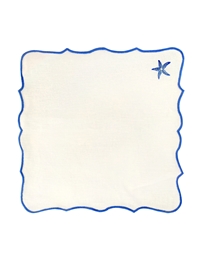 Πετσέτα Φαγητού Λινή Λευκή Με Μπλε Αστερία (36 x 36 cm)