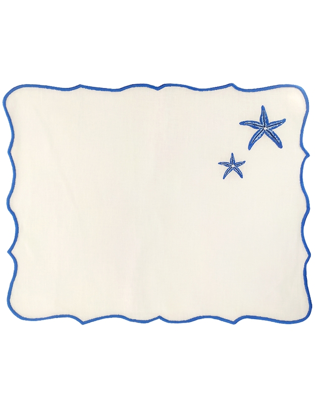 Σουπλά Λινό Λευκό Με Με Μπλε Αστερίες (44 cm)