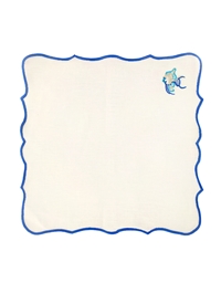 Πετσέτα Φαγητού Λινή Λευκή Με Μπλε Ψάρι (36 x 36 cm)