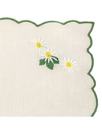 Πετσέτα Φαγητού Λινή Λευκή Με Μαργαρίτες (39 x 39 cm)