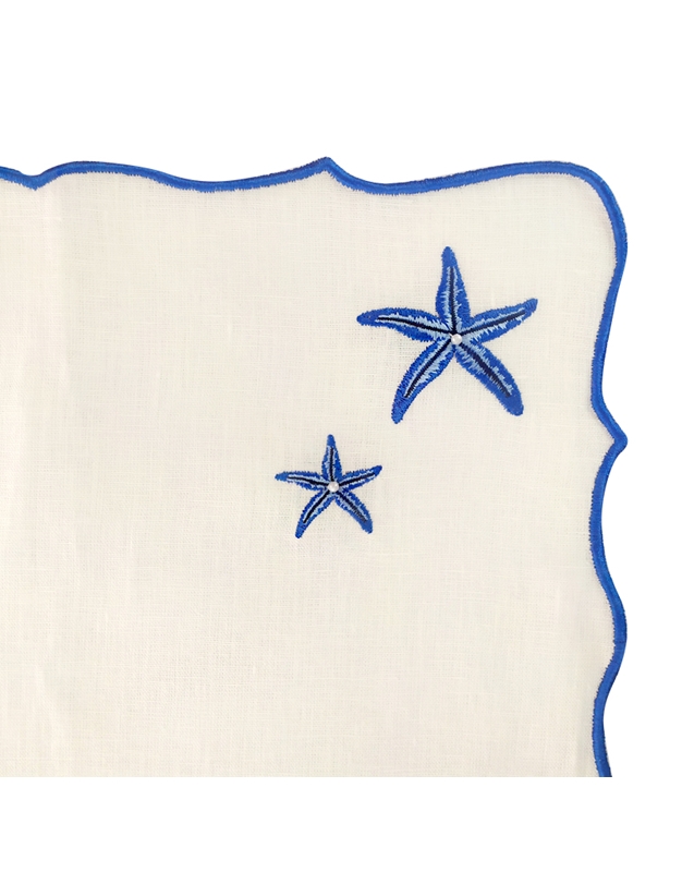 Σουπλά Λινό Λευκό Με Με Μπλε Αστερίες (44 cm)