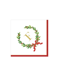 Χαρτοπετσέτες "F" Christmas Laurel 12.5cm x 12.5cm Caspari (20 τεμάχια)