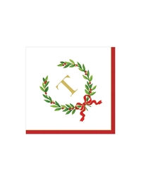 Χαρτοπετσέτες "T" Christmas Laurel 12.5cm x 12.5cm Caspari (20 τεμάχια)