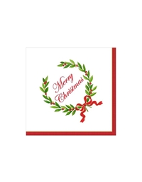 Xαρτοπετσέτες "Μerry Christmas Laurel Wreath" 25x25cm Caspari (20 τεμάχια)