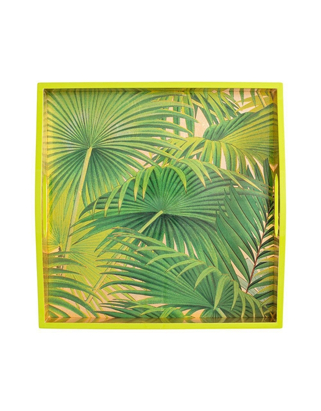 Δίσκος Σερβιρίσματος Palm Fronds In Gold Tετράγωνος Caspari (35.5 cm)