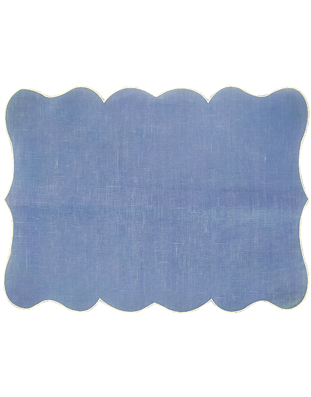 Σουπλά Γαλάζιο Coated Linen Lea Periwinkle White La Gallina Matta (49x37 cm)