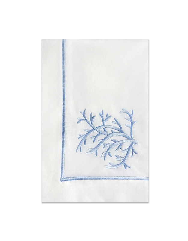 Σουπλά Λινά Λευκά Με Γαλάζια Κοράλλια Nakas Concept Σετ 4 Τεμαχίων (50 cm)