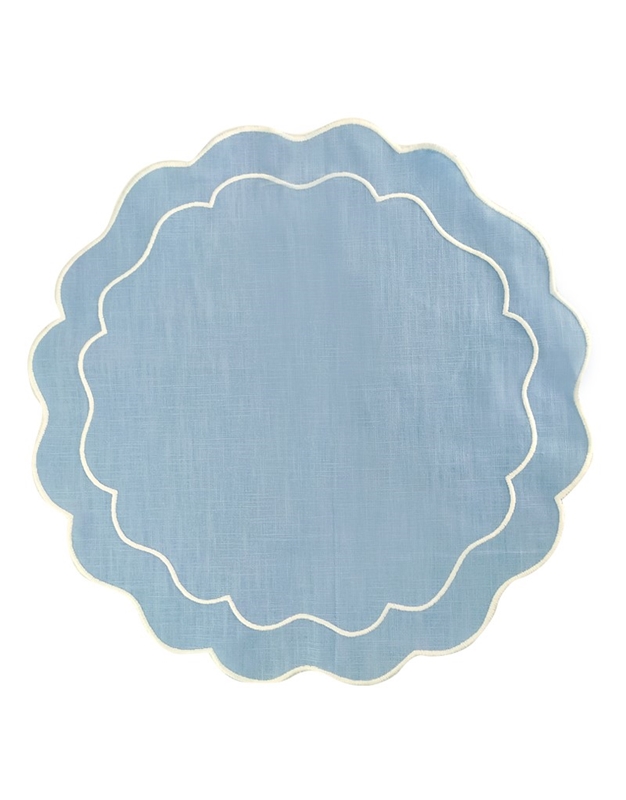 Σουπλά Λινό Γαλάζιο Ματ Με Λευκή Μπορντούρα Seafolly (38 cm)