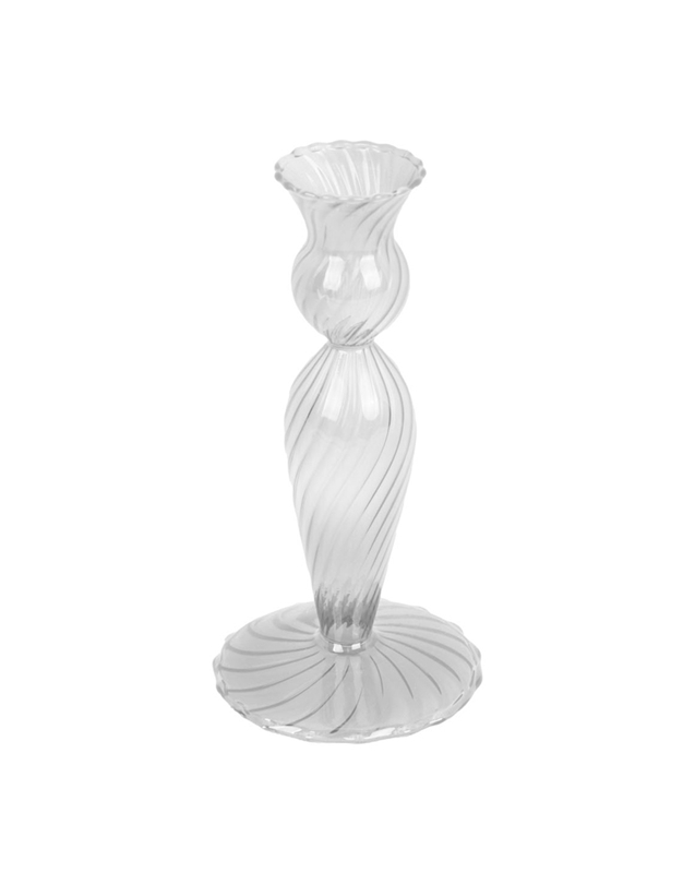 Γυάλινο Κηροπήγιo Διάφανο Swirl Clear (17 cm)