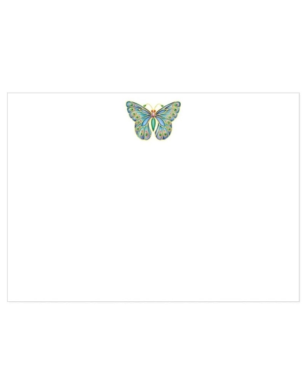 Ευχετήρια Κάρτα Jeweled Butterfly Blank Foil Με Φάκελο Caspari (20 Τεμάχια)