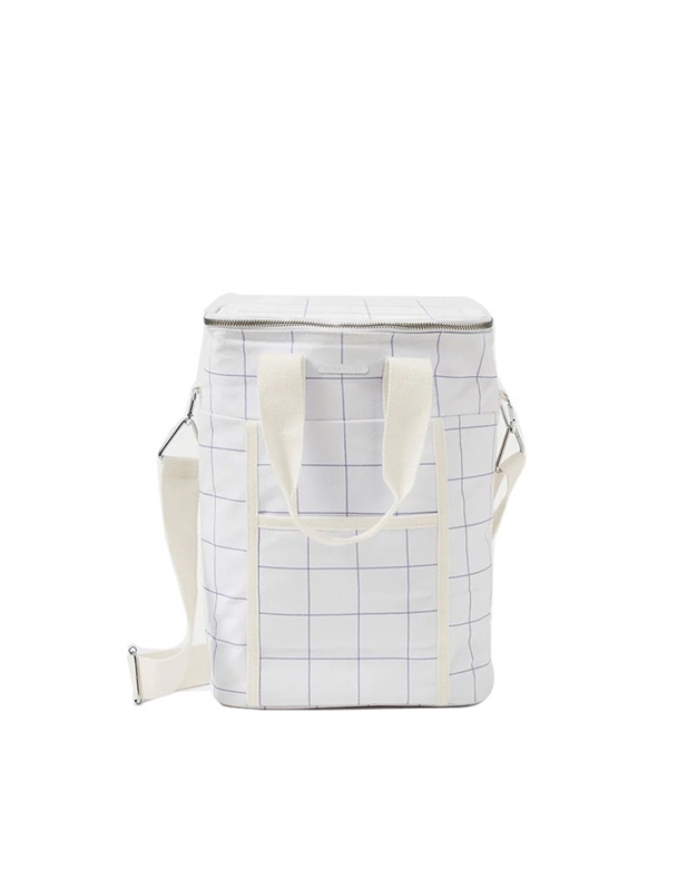 Ισοθερμική Τσάντα Ποτών Μπεζ Cooler Drink Bag Canvas Check Coconut Sunnylife