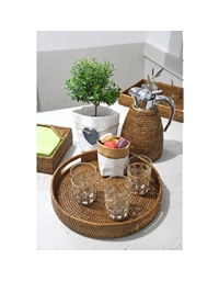 Δίσκος Rattan Καφέ Στρόγγυλος Με Λαβές Molene Brown (33 cm)