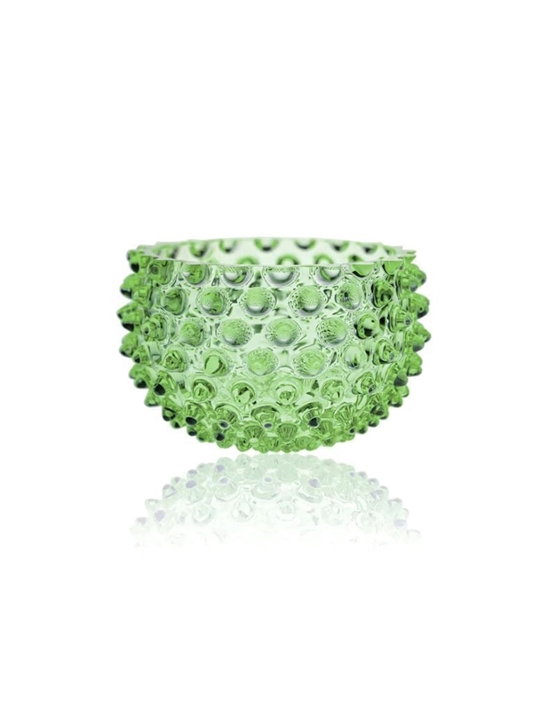 Mπωλ Πράσινο Aνοιχτό Γυάλινο Xειροποίητο Mικρό Hobnail (11.5 cm)