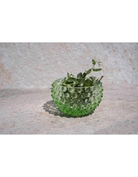 Mπωλ Πράσινο Aνοιχτό Γυάλινο Xειροποίητο Mικρό Hobnail (11.5 cm)