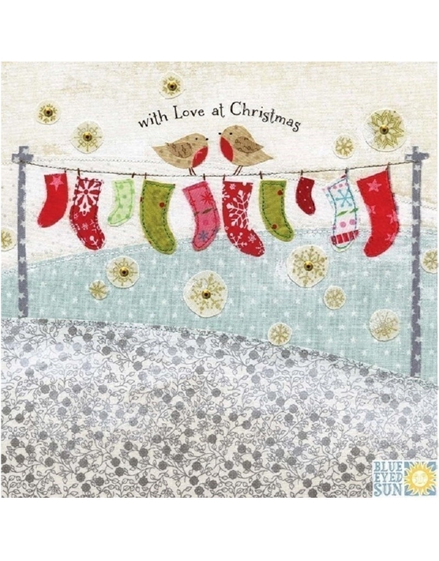 Ευχετήρια Χριστουγεννιάτικη Κάρτα Με Κάλτσες "With Love At Christmas"
