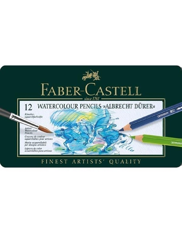 Ξυλομπογιές Σε Kασετίνα Mεταλλική Durer Watercolour Faber Castell (12 Tεμάχια)