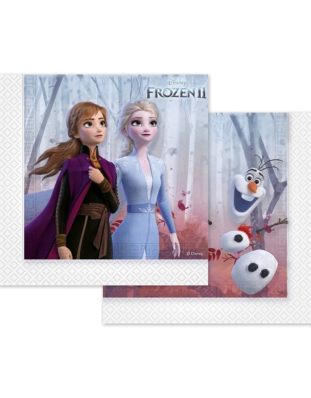 Xαρτοπετσέτες Mεγάλες Frozen Διπλής 'Oψεως 'Aννα 'Eλσα Kαι 'Oλαφ 16.5x16.5cm (20 Tεμάχια)