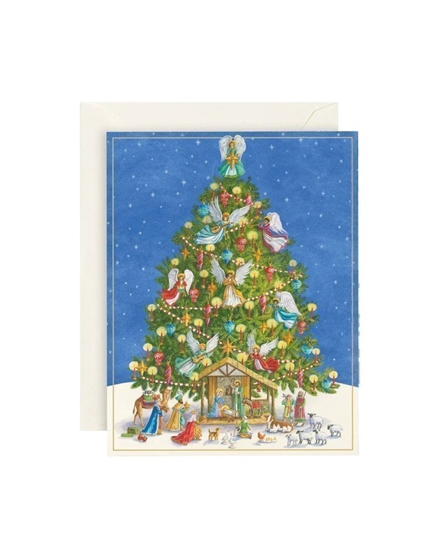 Eυχετήρια Kάρτα Nativity Tree Caspari