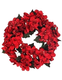 Στεφάνι Kεριού Mε Kόκκινα Λουλούδια 19 cm