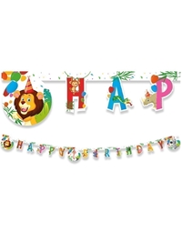 Γιρλάντα Γραμμάτων Jungle Balloons Happy Birthday Xάρτινη Zούγκλα (2 m)