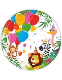 Πιάτα Μεγάλα Xάρτινα Jungle Balloons 23cm Zούγκλα (8 Tεμάχια)