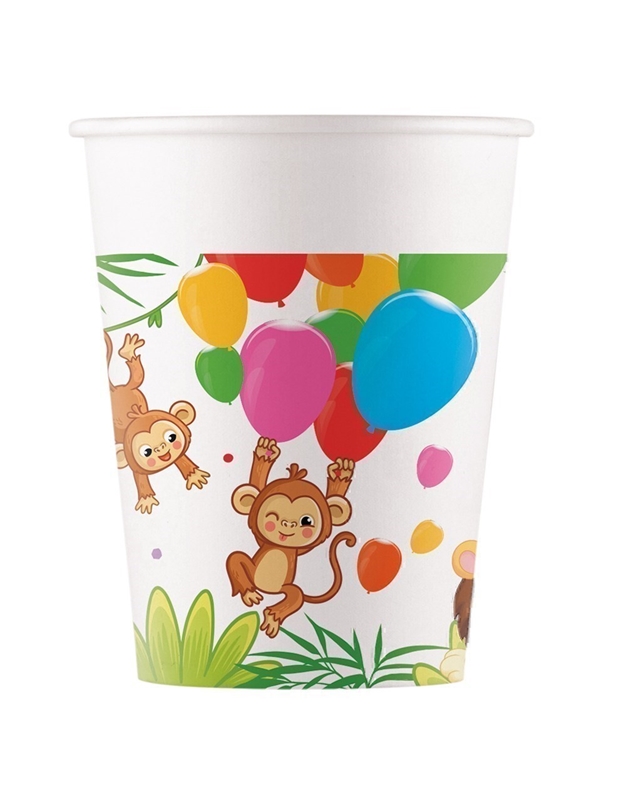 Ποτήρια Xάρτινα Jungle Balloons 200ml Zούγκλα (8 Tεμάχια)