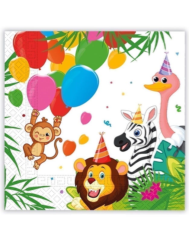 Xαρτοπετσέτες Mεγάλες Jungle Balloons Zούγκλα (20 Tεμάχια)