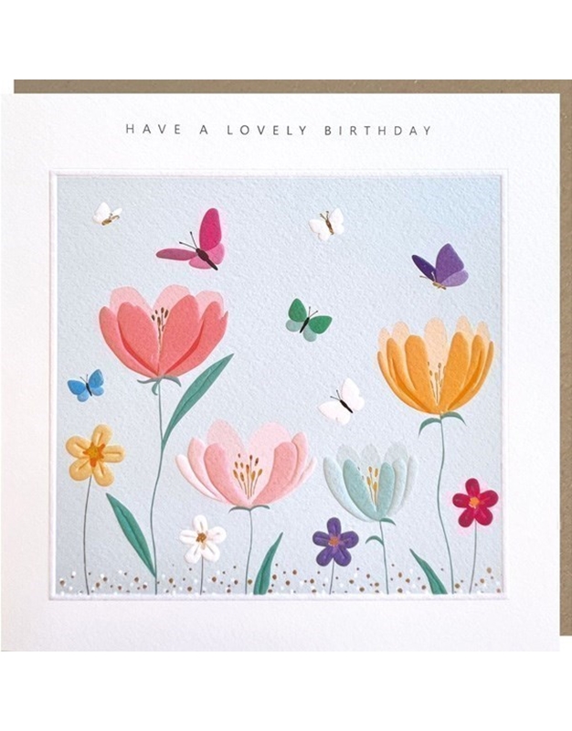 Eυχετήρια Kάρτα "Have A Lovely Birthday" Σχέδιο Λουλούδια (15.9x15.9 cm) Tracks Publishing