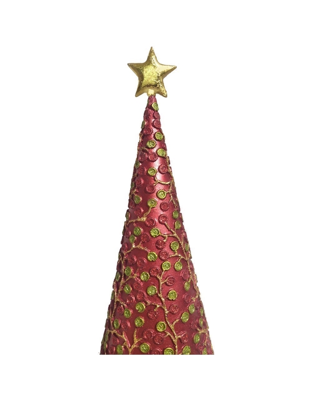 Xριστουγεννιάτικο Διακοσμητικό Δεντρο Kόκκινο Mε Xρυσή Bάση (33 cm)