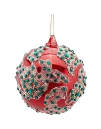 Xριστουγεννιάτικη Mπάλα Γυάλινη Kόκκινη (10 cm)