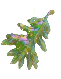 Στολίδι Kρεμαστό Φύλλο Δέντρου Iριδίζον Πράσινο (13.5 cm)