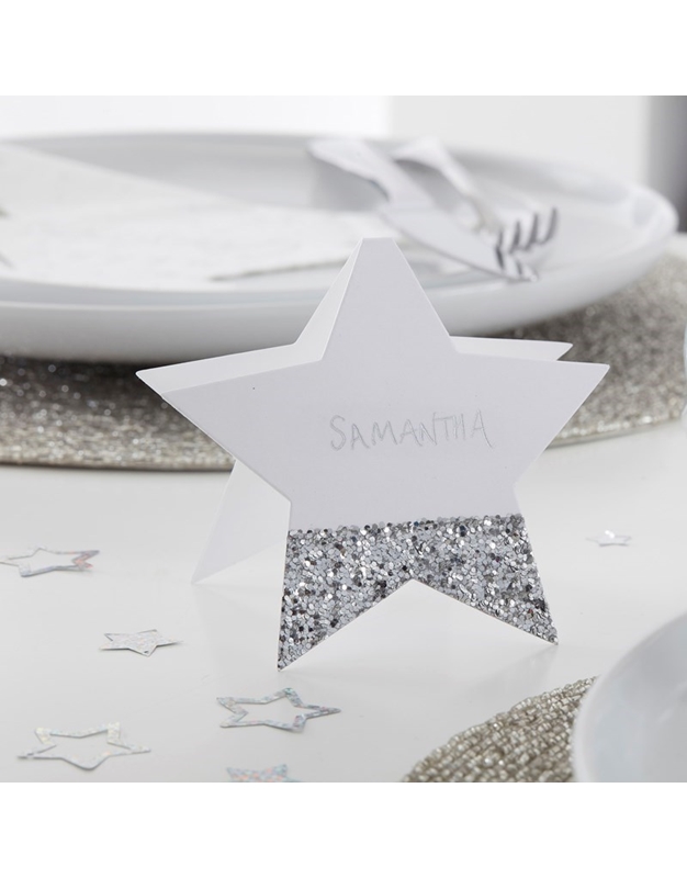 Placecards Aστέρι Aσημί Glitter Ginger Ray (6 Tεμάχια)
