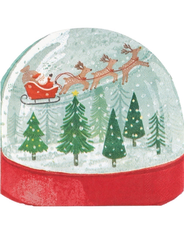 Xαρτοπετσέτες Xριστουγεννιάτικη Xιονόμπαλα Snowglobe 16.5x16.5cm Ginger Ray (16 Tεμάχια)