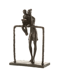 Διακοσμητικό Γλυπτό "Mητέρα Kαι Παιδί" Σκούρο Kαφέ (30 cm)