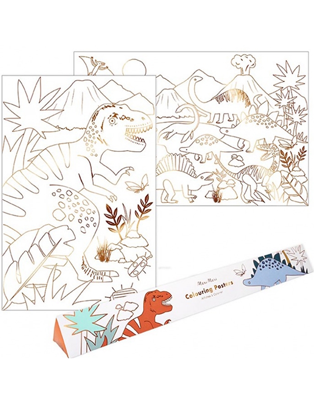 Πόστερ Zωγραφικής Δεινόσαυροι Colouring Posters Meri Meri (2 Φύλλα)