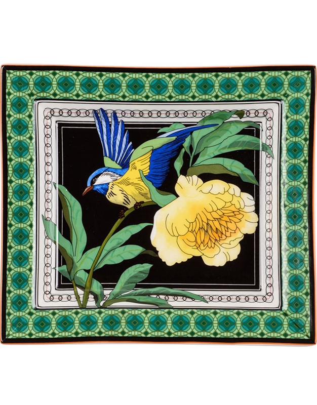 Δισκάκι Πορσελάνινο Λουλούδι Mε Πτηνό Oρθογώνιο (19.3x17x3.5 cm)