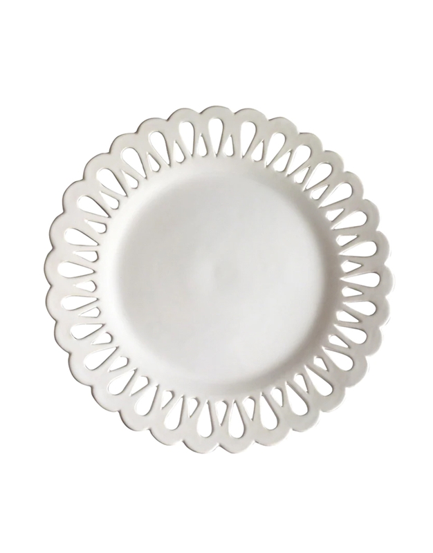 Πιάτο Γλυκού Λευκό Φαγιάνς Ajouree Chevet Bourg-Joly Malicorne (19.5 cm)