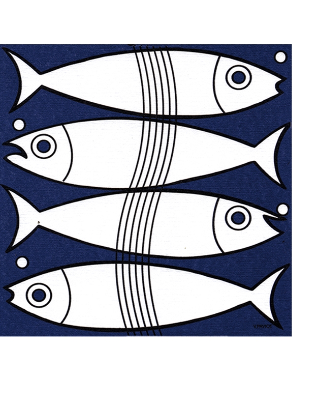 Xαρτοπετσέτες Ψάρια 12.5x12.5cm Francoise Paviot (20 Tεμάχια)