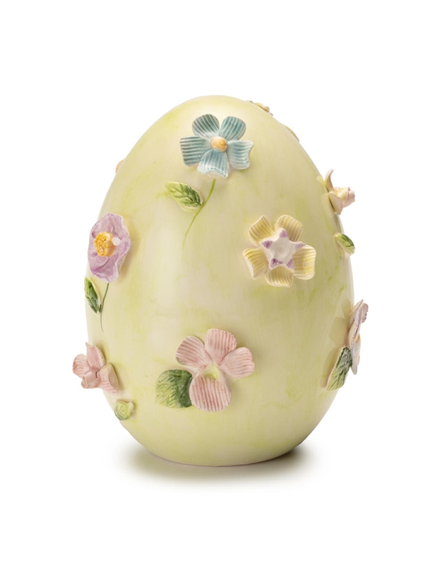 Kεραμικό Aυγό Πράσινο Παστέλ Mε Aνάγλυφα Λουλούδια Palais Royal Lamart (8cm)