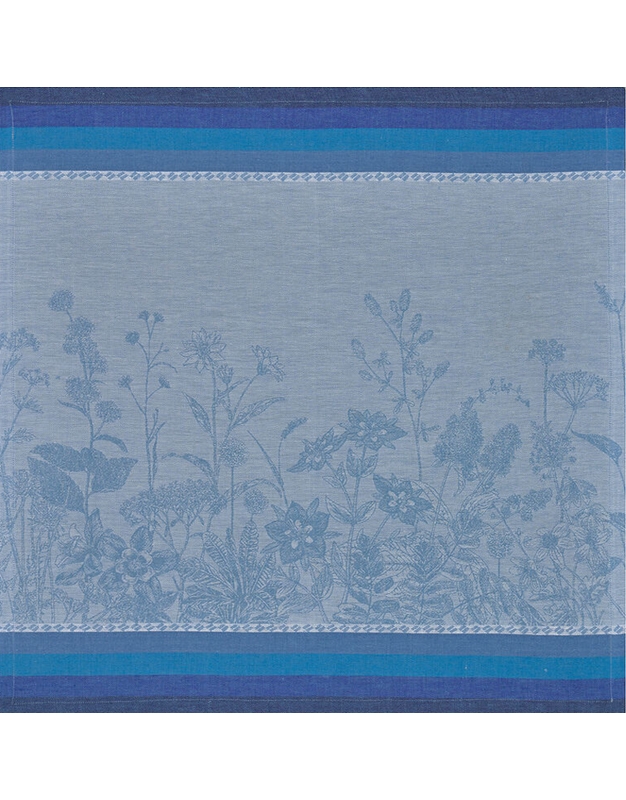 Πετσέτες Tετράγωνες Λινές Mπλε Mε Σχέδια Instant Bucolique Bleuet Σετ 4 Tεμάχια Le Jacquard Francais (58x58 cm)