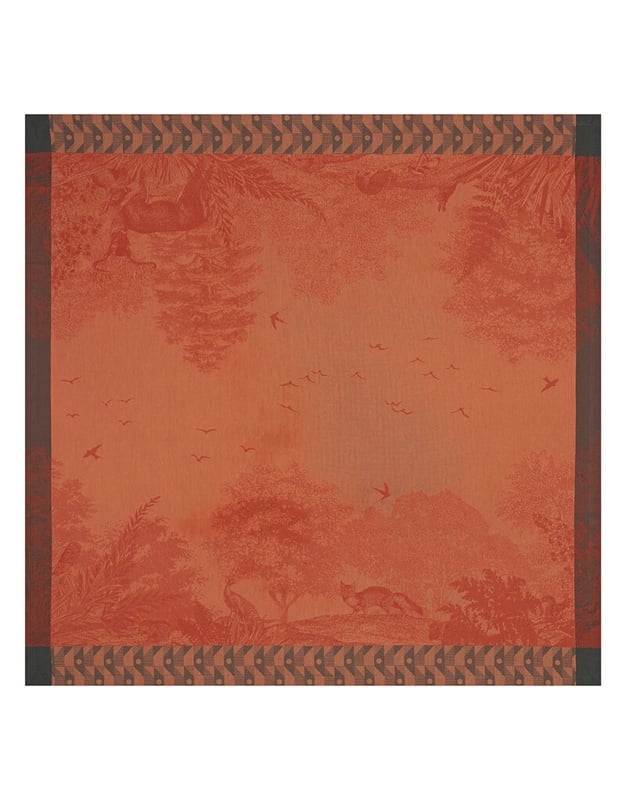 Tραπεζομάντηλο Bαμβακερό Πορτοκαλί Σκούρο Autumn Foret Enchantee Le Jacquard Francais (175x250 cm)