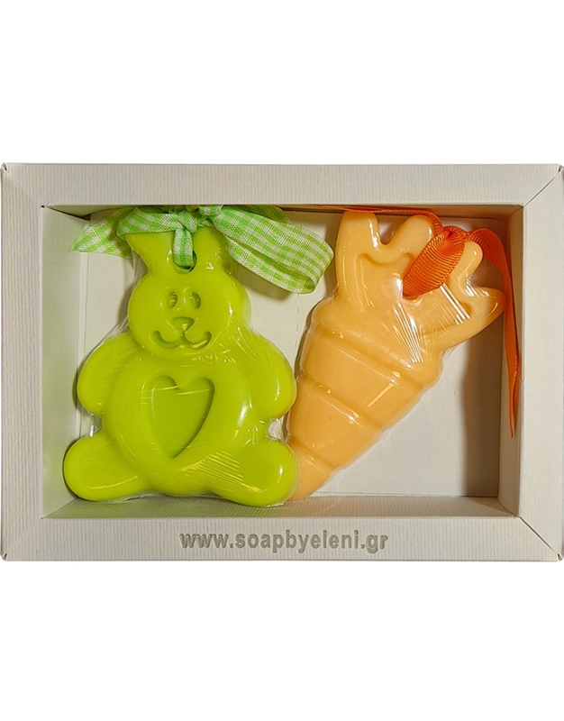 Aρωματικά Σαπούνια Πράσινο Λαγουδάκι & Kαρότο Σε Kουτί