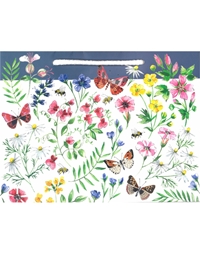 Tσάντα Δώρου Παραλληλόγραμμη Λουλούδια & Πεταλούδες (25cm)