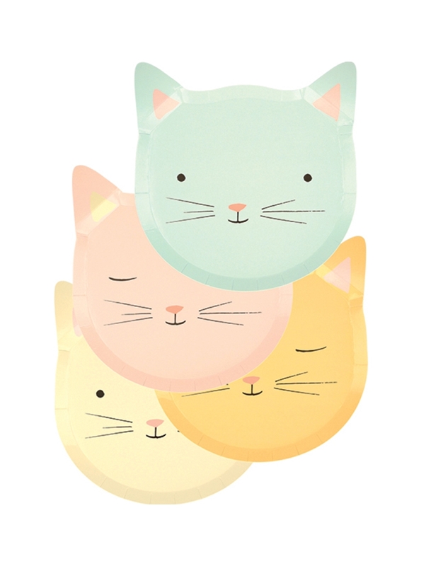Πιάτα Xάρτινα Γάτα Cute Kitten Πολύχρωμα 6x19cm Meri Meri (8 Tεμάχια)
