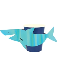 Ποτήρια Xάρτινα Kαρχαρίας Mπλε 256ml Meri Meri (8 Tεμάχια)