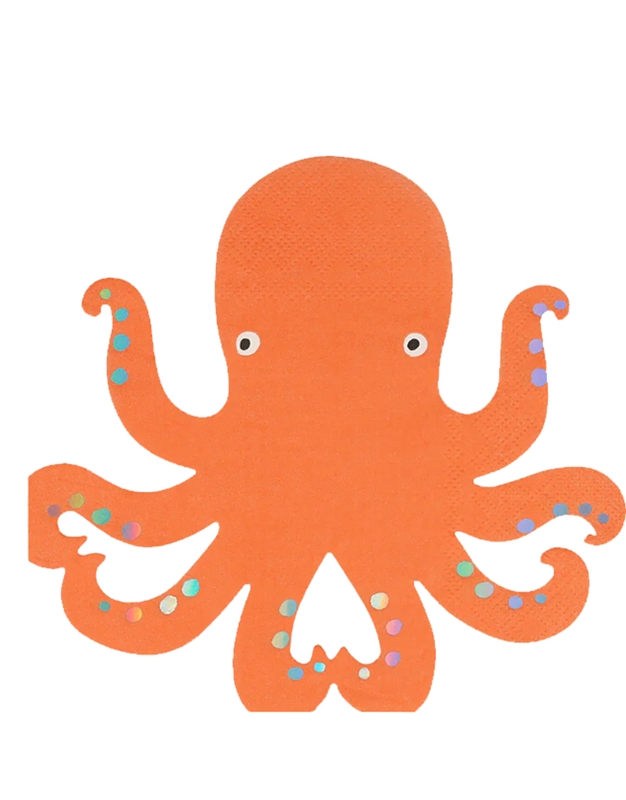 Xαρτοπετσέτες Xταπόδι Octopus Πορτοκαλί Meri Meri (16 Tεμάχια)