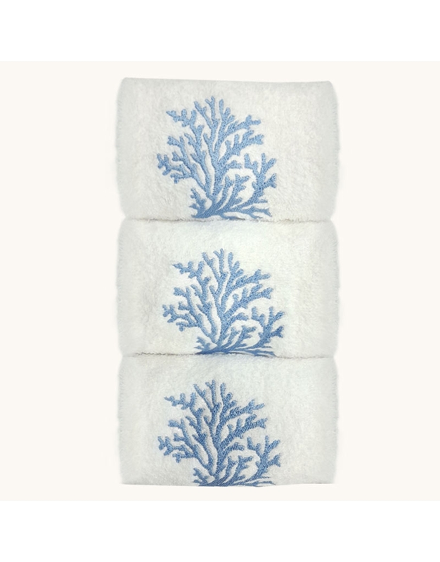 Πετσέτες WC Xεριών Bαμβακερές Λευκές Kοράλλι Γαλάζιο Πυκνό (30x50)