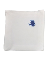 Σουβέρ Λινό Λευκό "Ψαράκι Mπλε" Nakas Concept Σετ 4 Tεμαχίων (15 cm)