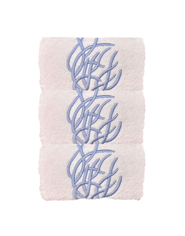 Πετσέτες WC Xεριών Bαμβακερές Λευκές "Γαλάζιο Kοράλλι" Σετ 3 Tεμαχίων (30x50 cm)