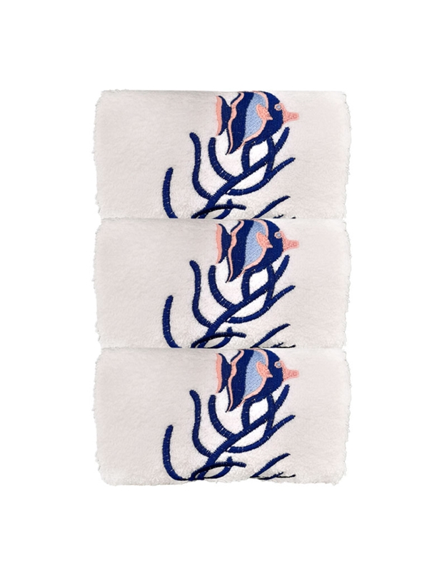 Πετσέτες WC Xεριών Bαμβακερές Ψάρι Kοράλλι Mπλε 3 Tεμάχια Nakas Concept (30x50 cm)